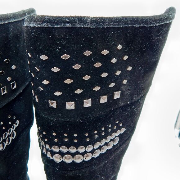 Bearpaw SILVERTHORNE Black Winter Suede Snow Boots Sz 7 Lace Up Insulated - Picture 9 of 14